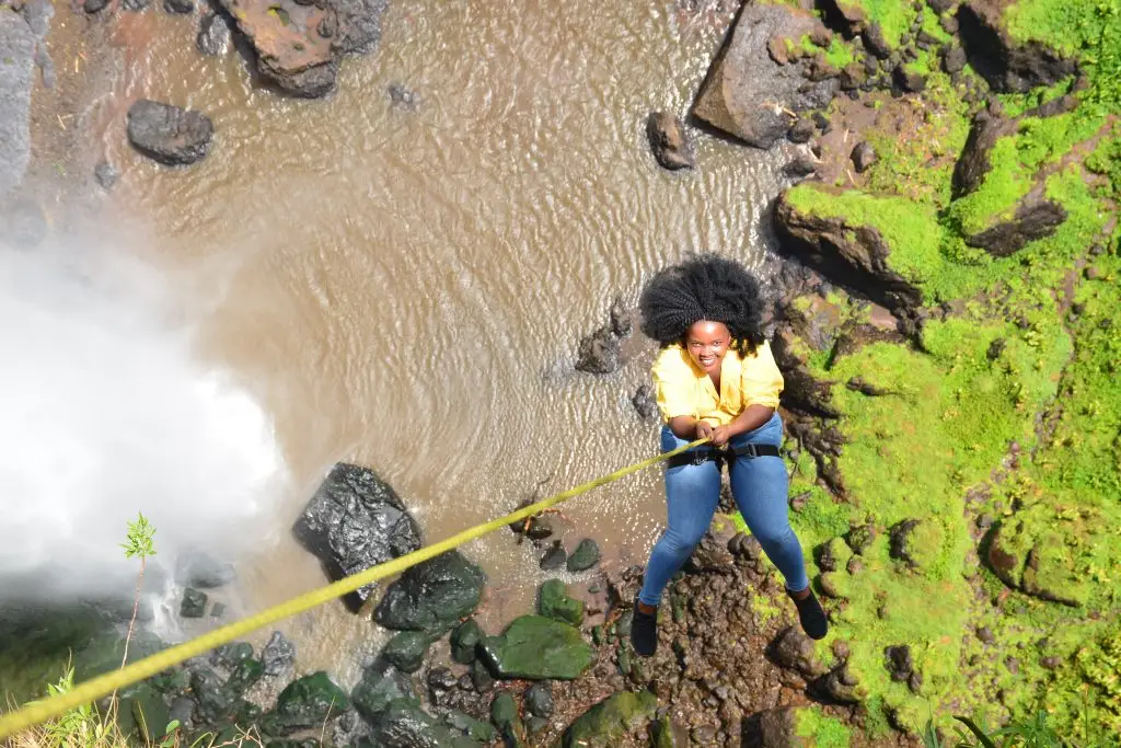 Abseiling Sipi Falls adventure on Mount Elgon in Uganda