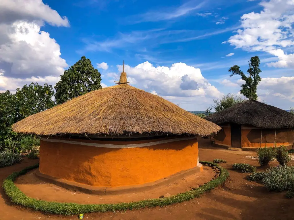 Traditional Ndorobo grass thatched house along the Ndorobo Trail near Mount Elgon in eastern Uganda