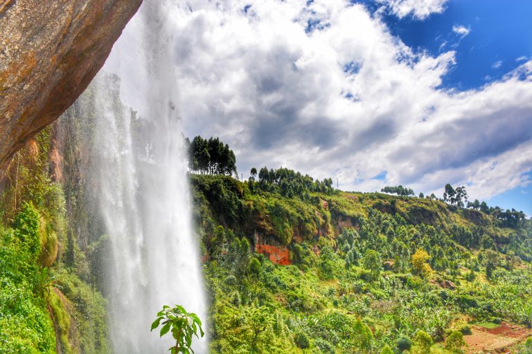 Scenic View from behind Sipi Falls with lush green hills in Eastern Uganda